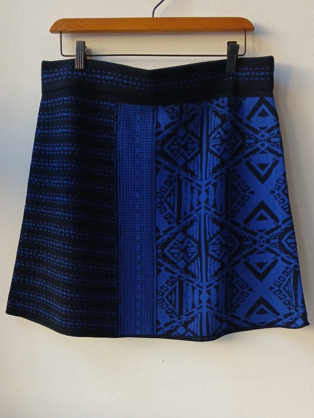 Title Nine Merino Wool Skirt Blue Black Women's Large